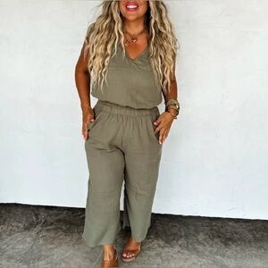 Chic Olive Sleeveless Jumpsuit